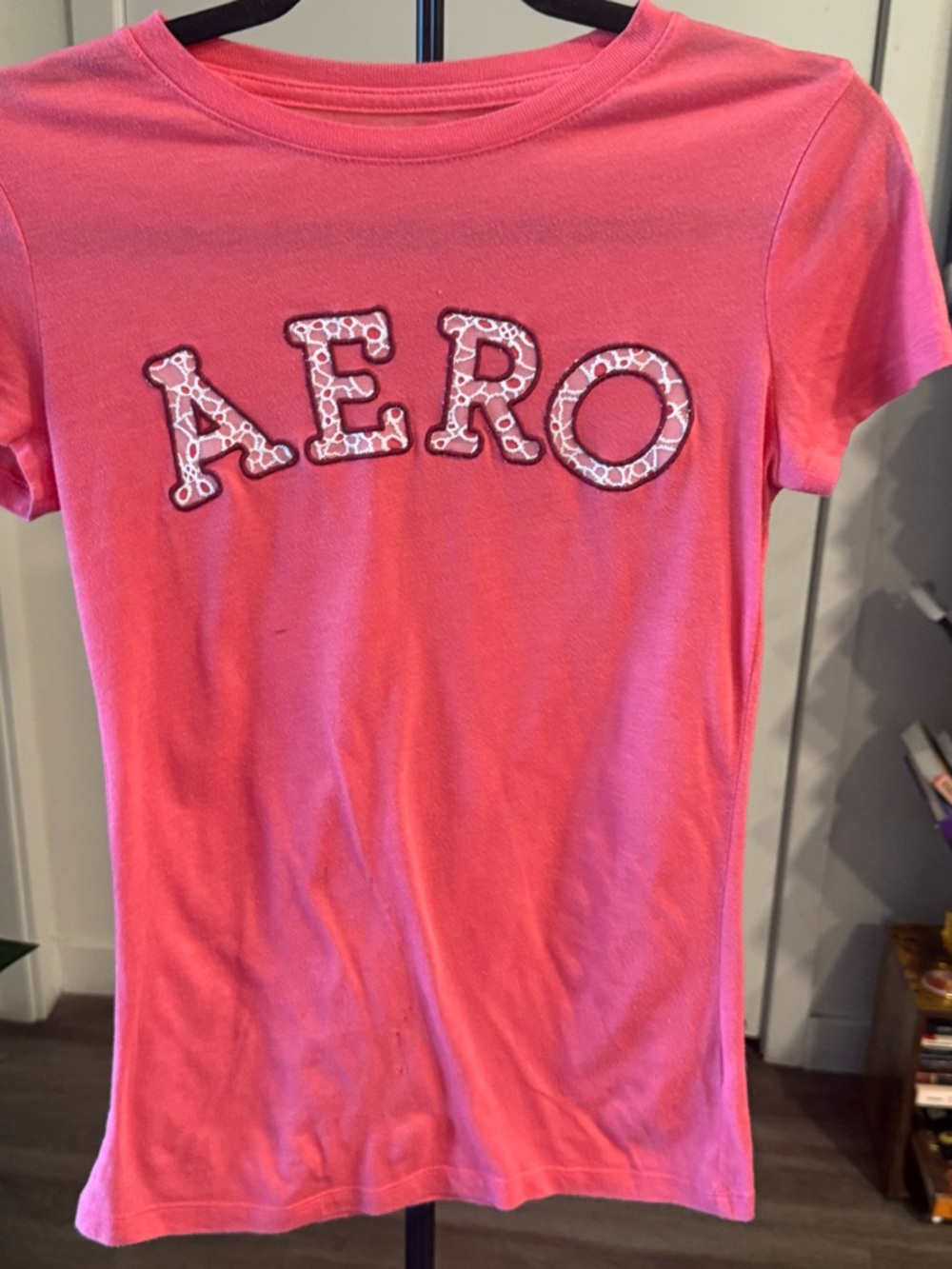 Aeropostale Coral Pink Short Sleeve Logo Tee